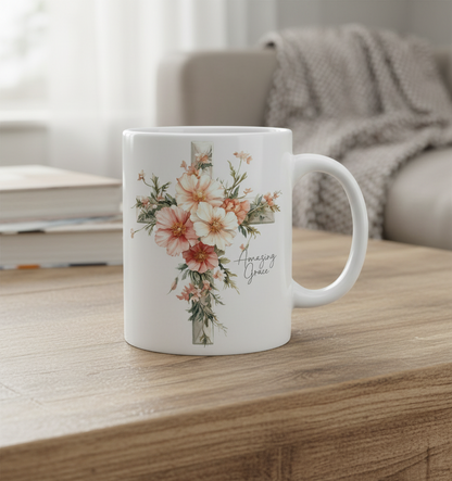 Pink Flowered Cross - UVDTF Decal for cups/hard surfaces sticker