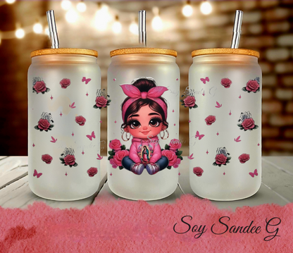 Pink Bandana Guadalupe Cutie - UVDTF Wrap for cups/hard surfaces sticker