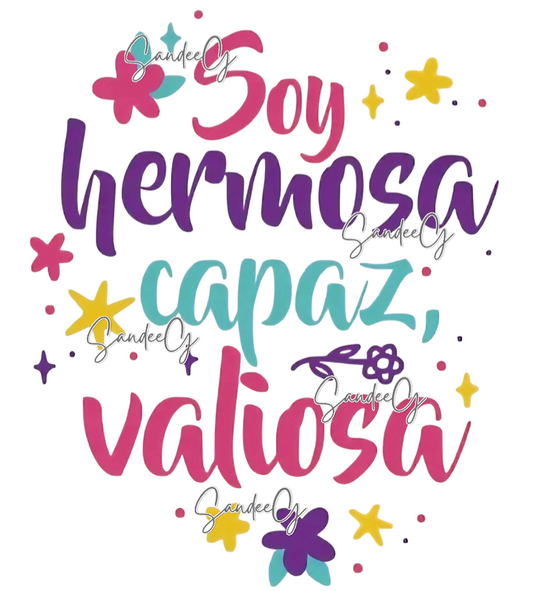 Soy Hermosa, Capaz, Valiosa - UVDTF Decal for cups/hard surfaces sticker