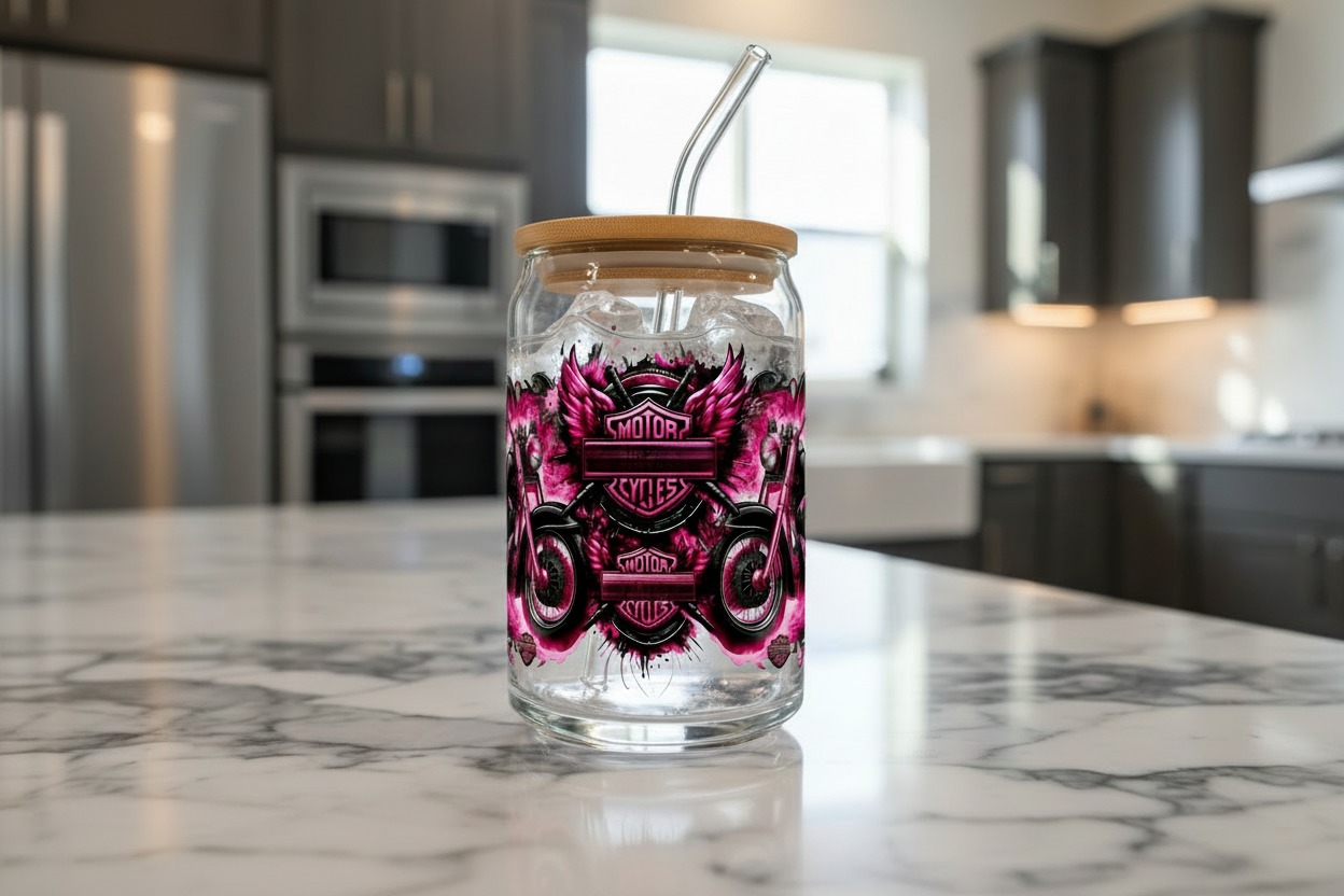Pink Motorcycles - UVDTF Wrap for cups/hard surfaces sticker