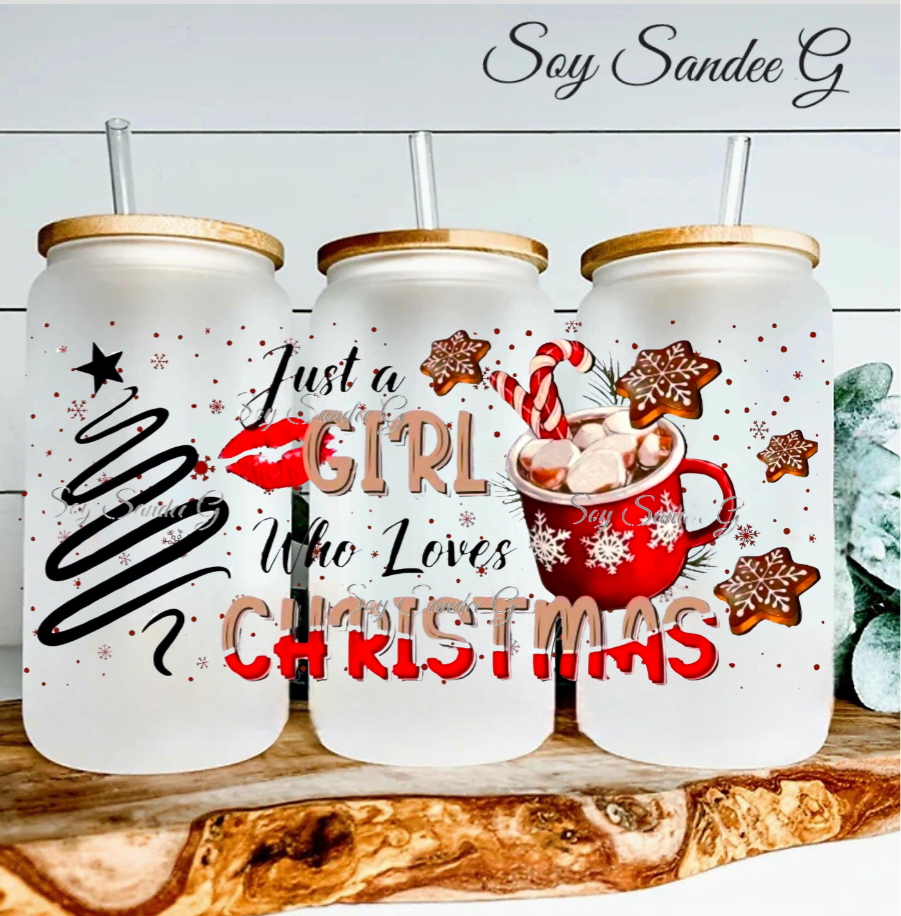 Just a Girl who Loves Christmas - UVDTF Wrap for cups/hard surfaces sticker
