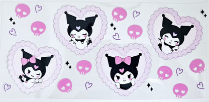 Kuromi White Hearts UVDTF wrap