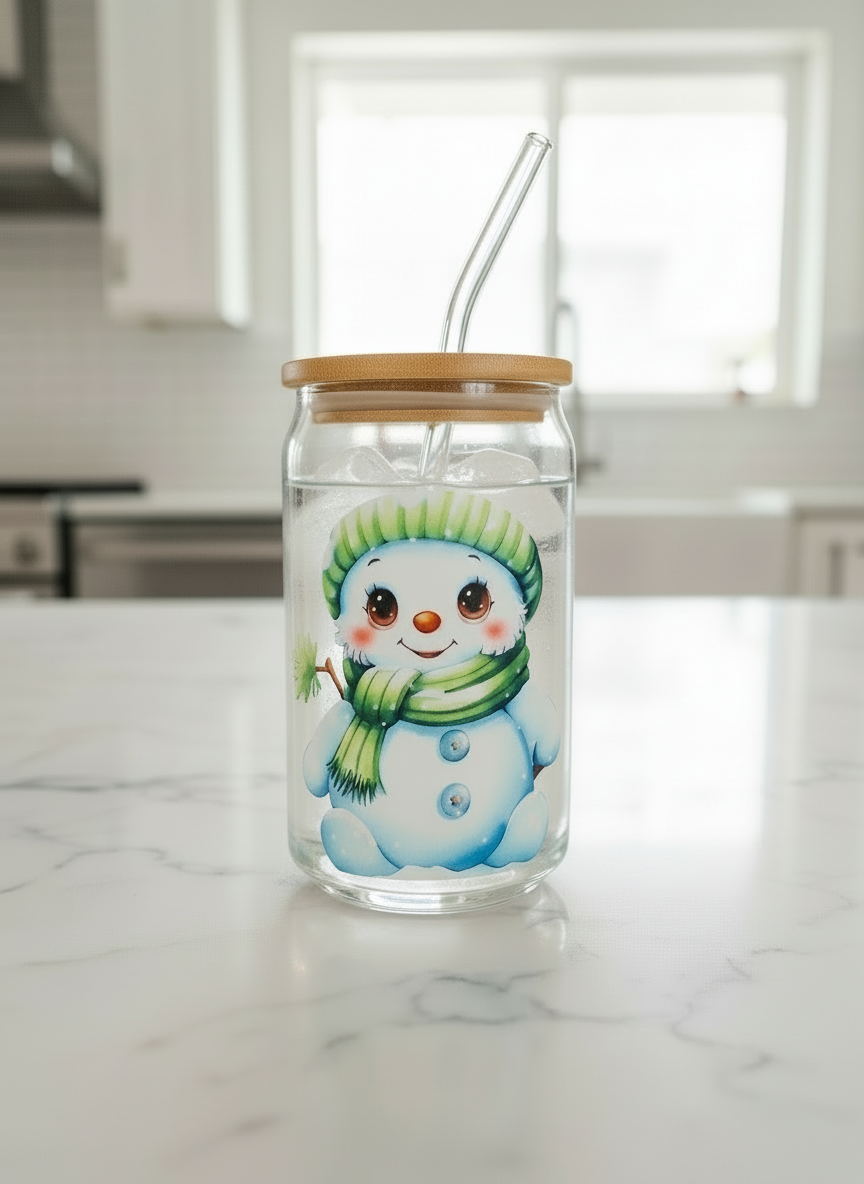 Green Hat Snowman - Vinyl Decal