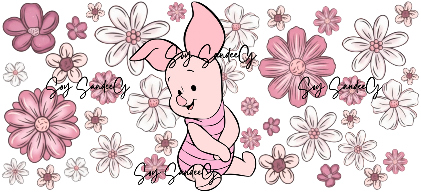 Flowered Piglet - UVDTF Wrap for cups/hard surfaces sticker