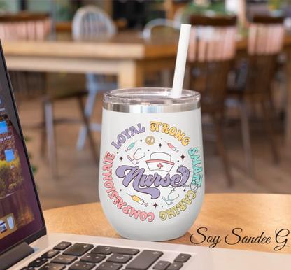 Nurse Adjectives Circle - UVDTF Decal for cups/hard surfaces sticker.