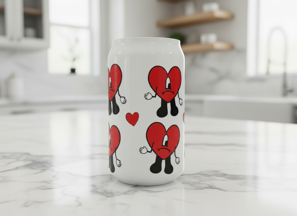 Corazones rojos bailando envoltura UVDTF