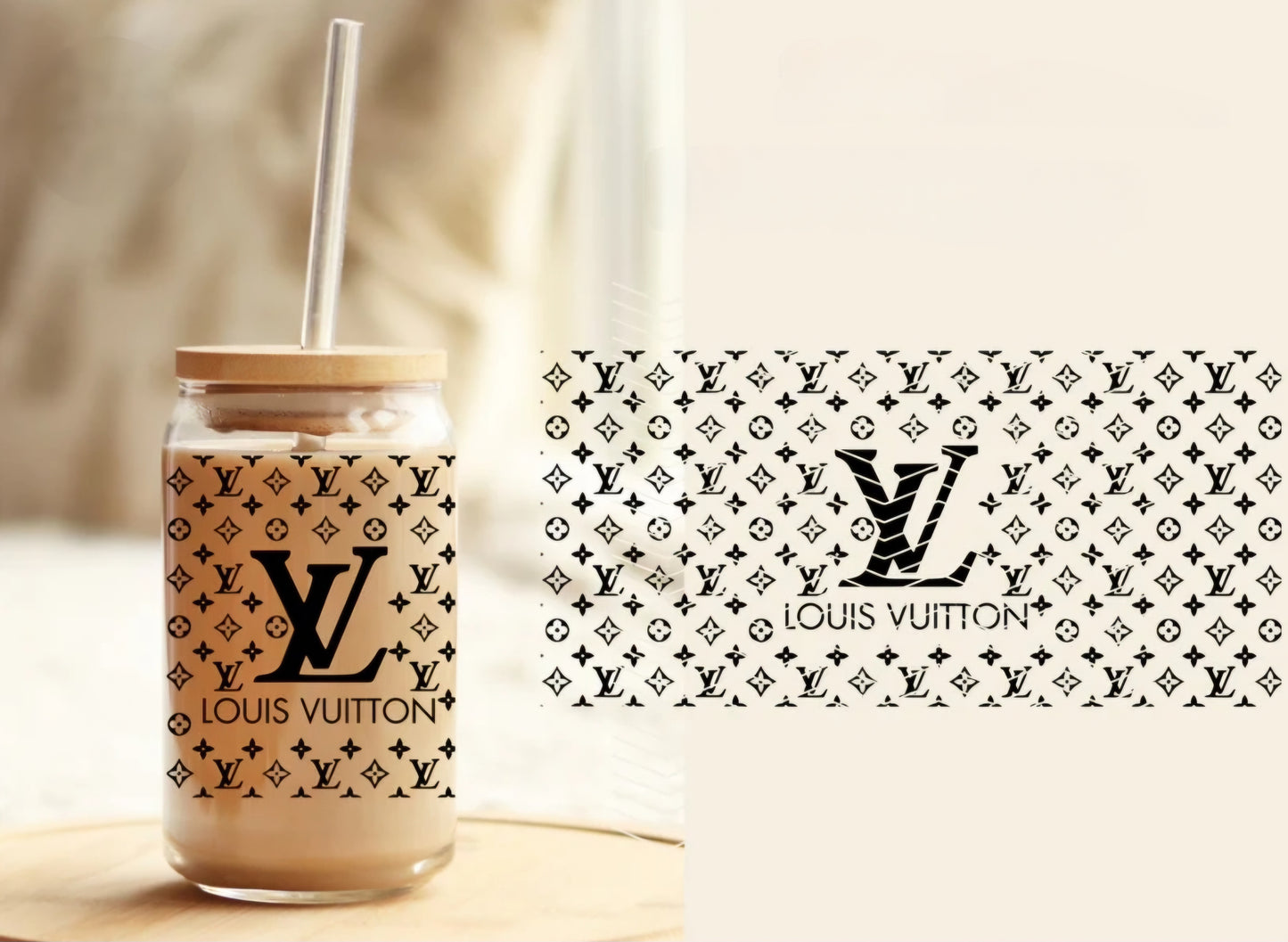 Louis Vuitton Black - UVDTF Wrap for cups/hard surfaces sticker