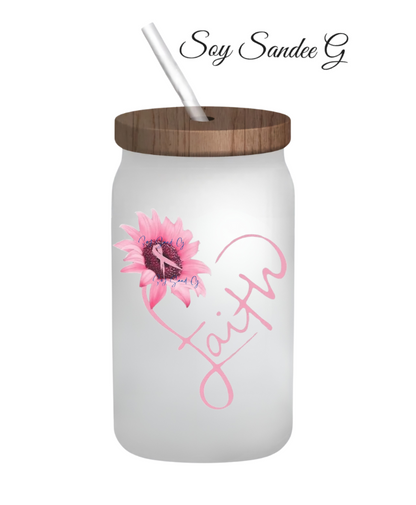 Calcomanía UVDTF de girasol con fe rosa