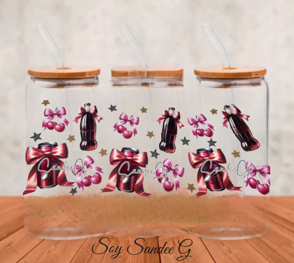 Cherry Bows Soda - UVDTF Wrap for cups/hard surfaces sticker