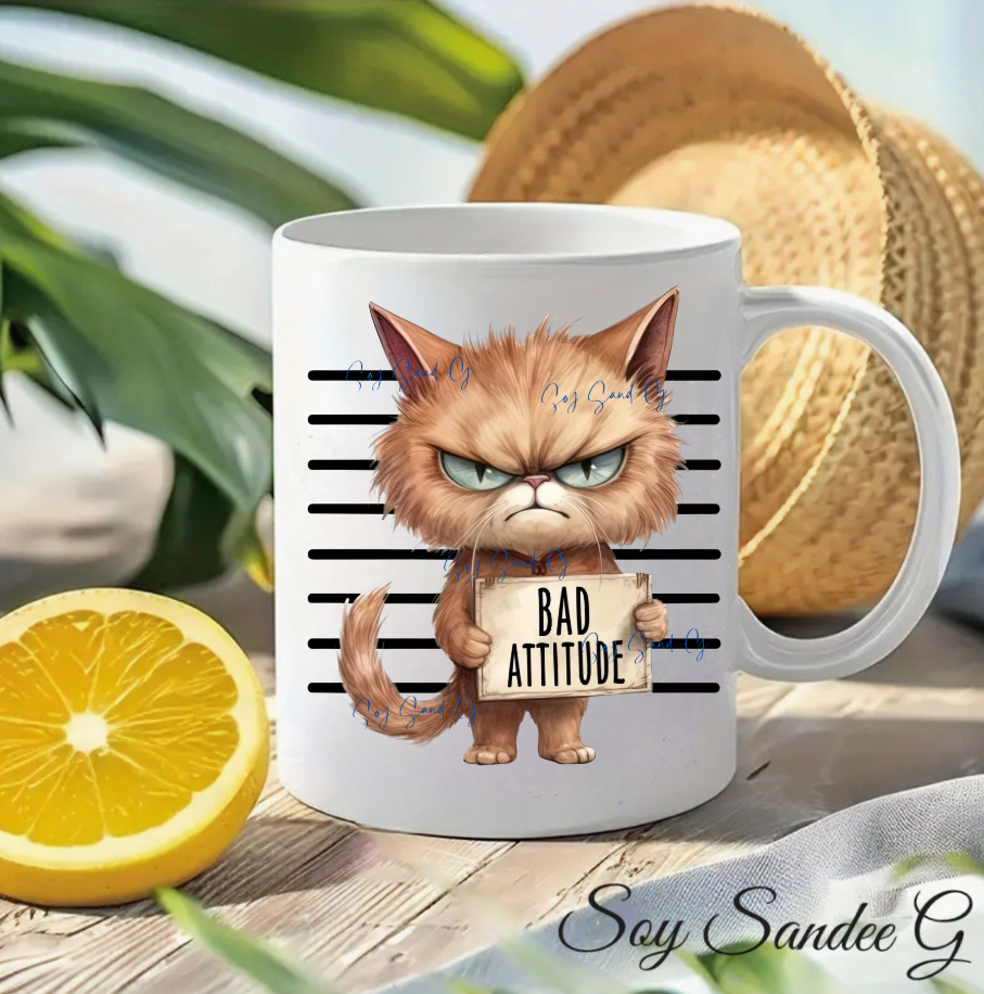 Bad Attitude Kitty - UVDTF Decal for cups/hard surfaces sticker