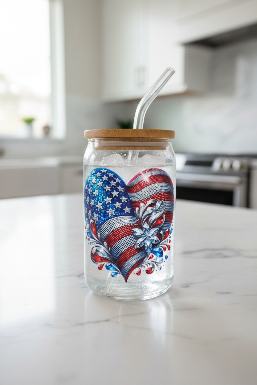 USA Heart - UVDTF Decal for cups/hard surfaces sticker
