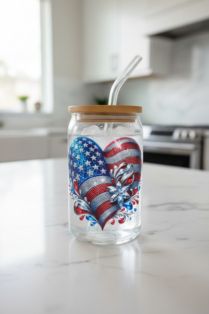 USA Heart - UVDTF Decal for cups/hard surfaces sticker