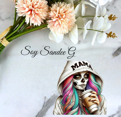 Beige Hoodie Mama Skully - UVDTF Decal for cups/hard surfaces sticker