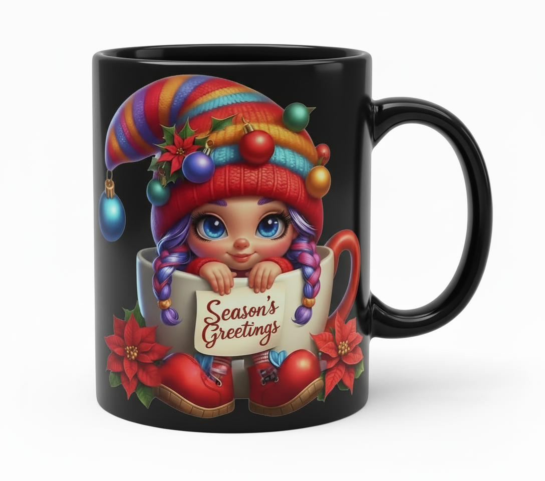 Elf in a Christmas Mug #3 - UVDTF Decal for cups/hard surfaces sticker