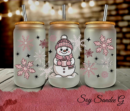 Pink Snowman - UVDTF Wrap for cups/hard surfaces sticker