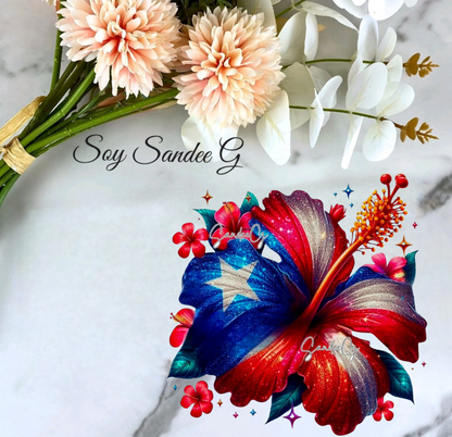 Puerto Rican Hibiscus - UVDTF Decal for cups/hard surfaces sticker