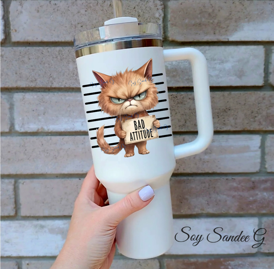 Bad Attitude Kitty - UVDTF Decal for cups/hard surfaces sticker