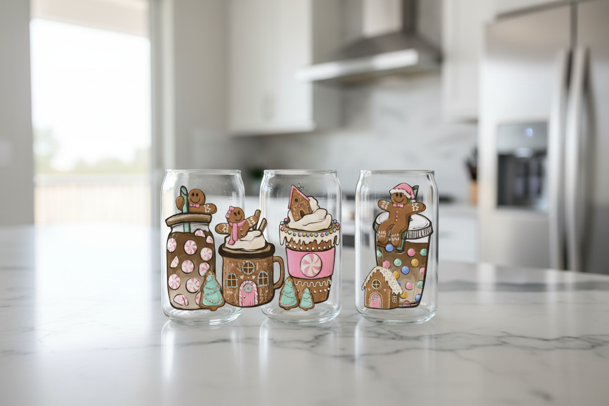 Gingerbread Cups - UVDTF Wrap for cups/hard surfaces sticker