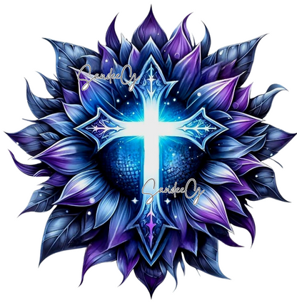 Blue Cross Sunflower - UVDTF Decal for cups/hard surfaces sticker