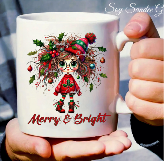 Merry & Bright Girl - UVDTF Decal for cups/hard surfaces sticker