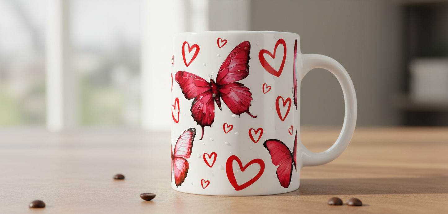 Red Butterflies  - UVDTF Wrap for cups/hard surfaces sticker