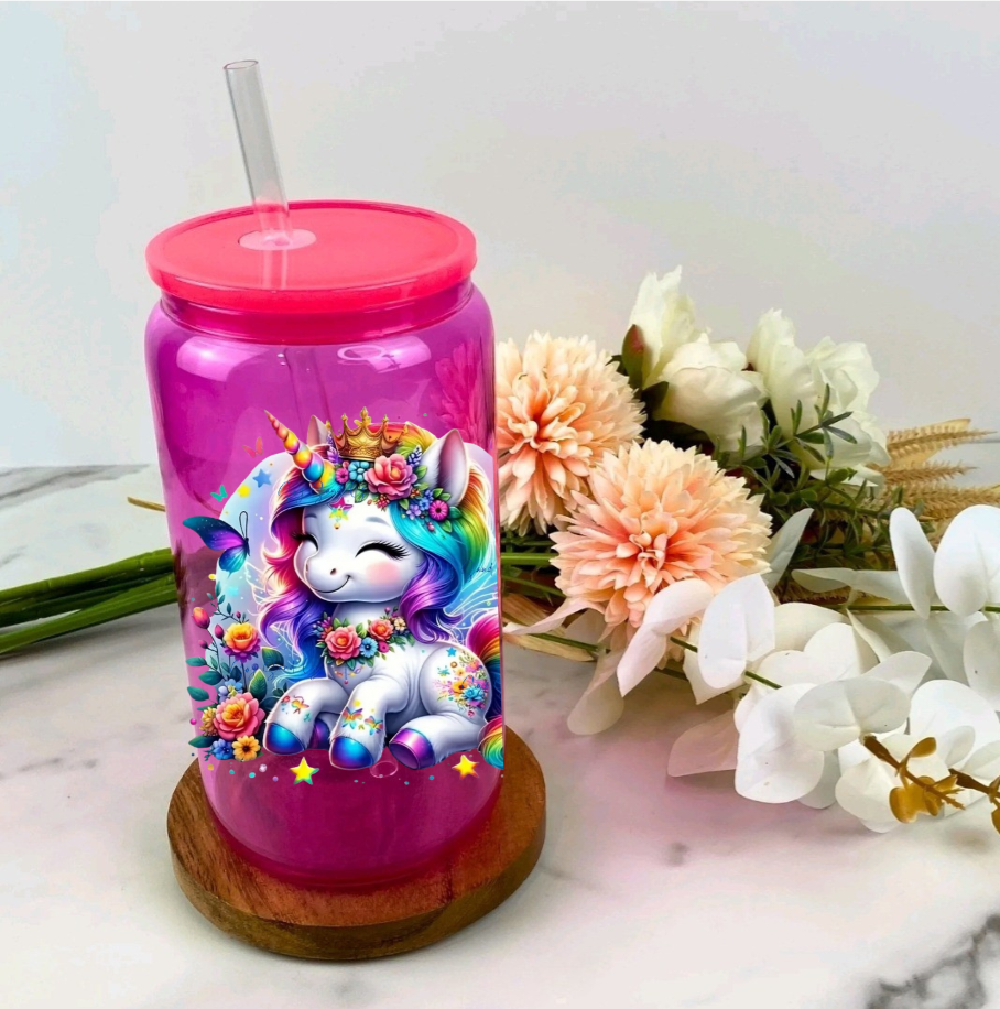 Cute Rainbowed Hair Unicorn - UVDTF Decal for cups/hard surfaces