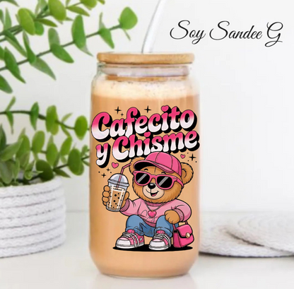 Cafecito y Chisme Bear - UVDTF Wrap for cups/hard surfaces sticker