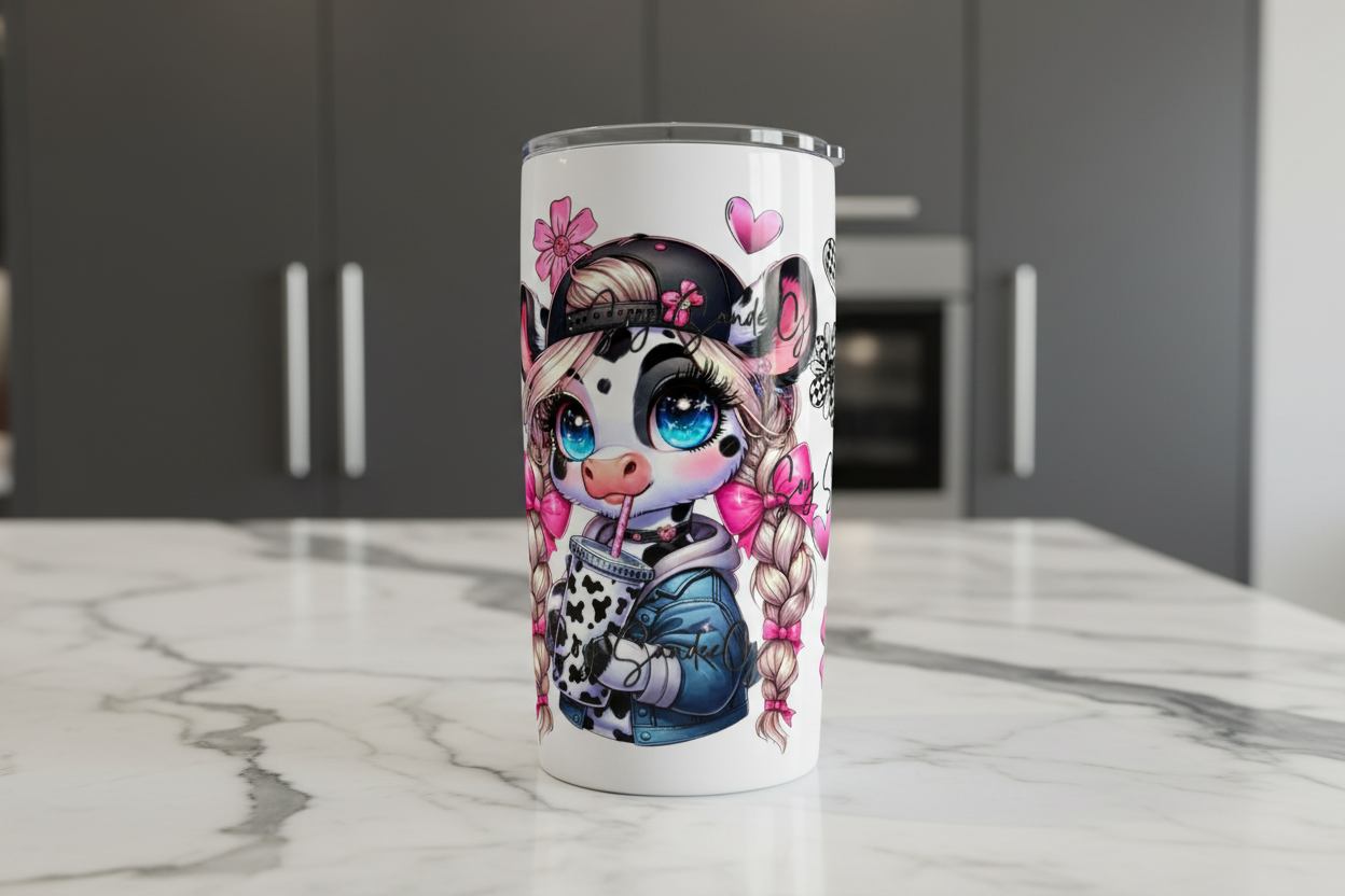 Highland Cow Pink - UVDTF Wrap for cups/hard surfaces sticker