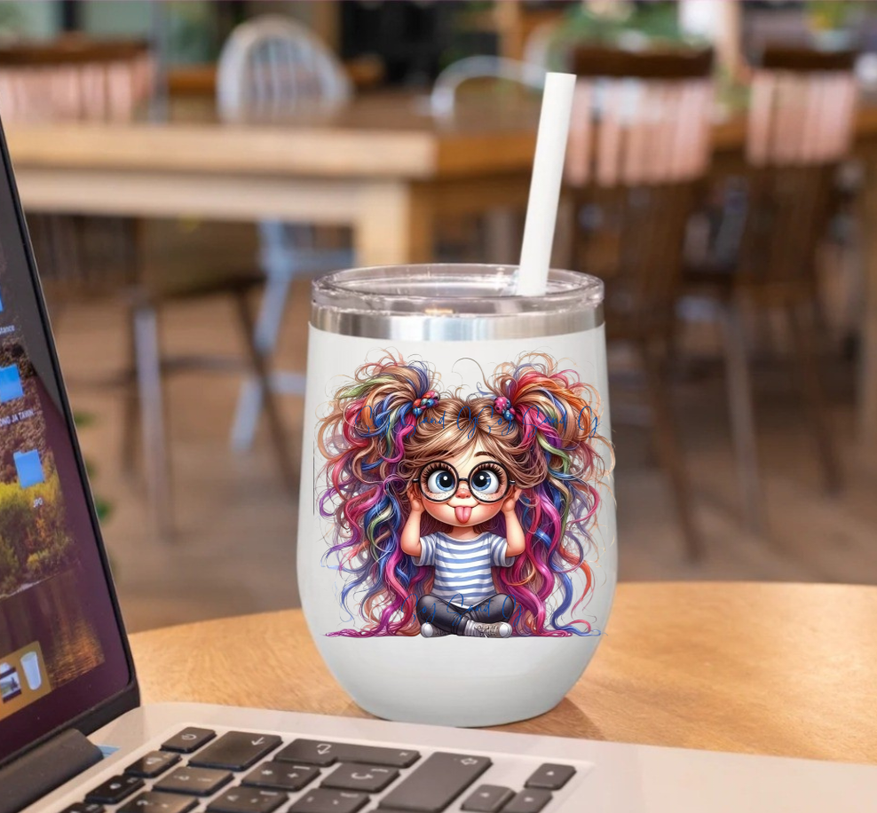 Rainbow Hair Girl - UVDTF Decal for cups/hard surfaces