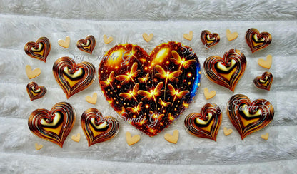 Golden Hearts - UVDTF Wrap for cups/hard surfaces sticker