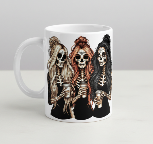 3 Skeletons & their coffees - UVDTF Decal for cups/hard surfaces sticker