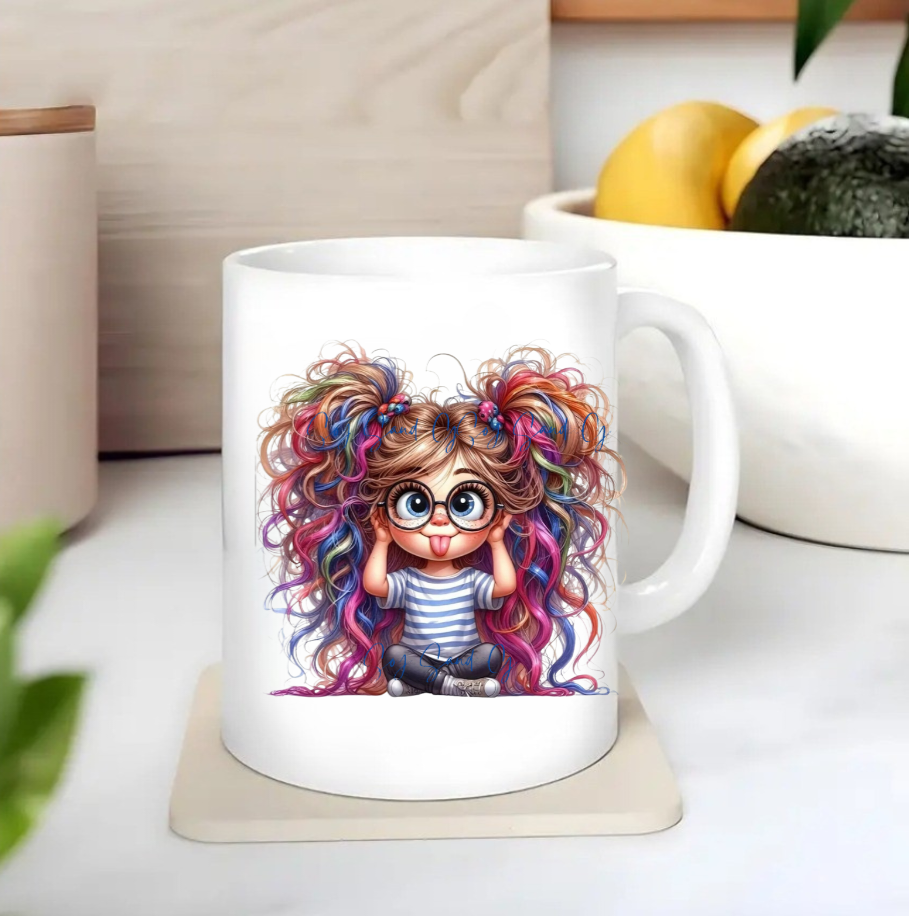 Rainbow Hair Girl - UVDTF Decal for cups/hard surfaces