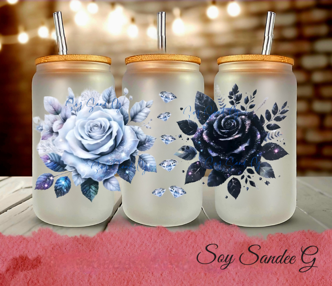 Black & White Rose - UVDTF Wrap for cups/hard surfaces sticker