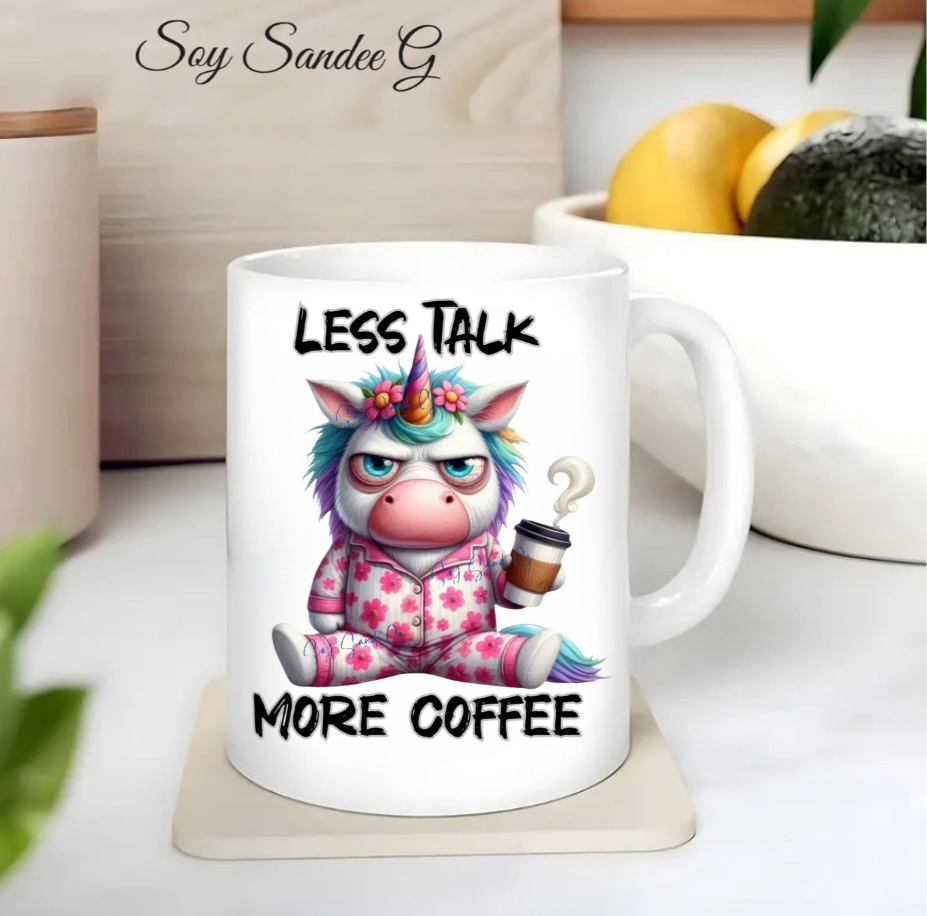 Less Talk More Coffee Unicorn - UVDTF Decal for cups/hard surfaces sticker