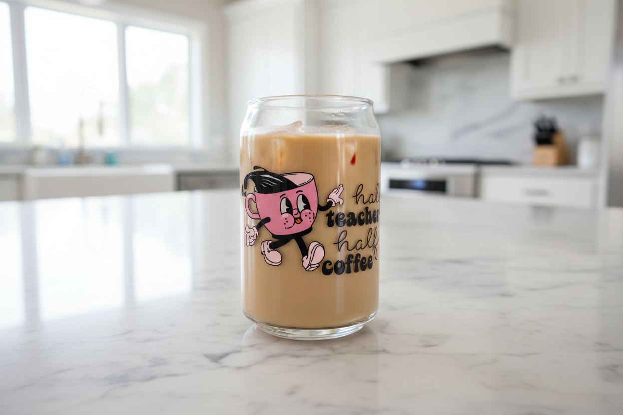 Half Teacher Half Coffee - UVDTF Wrap for cups/hard surfaces sticker