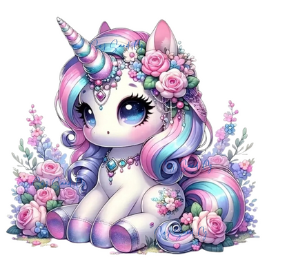 Cute Teal, Pink & Purple Hair Unicorn - UVDTF Decal for cups/hard surfaces