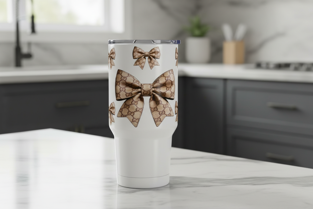 Gucci Brown Bow - UVDTF wrap for cups/hard surfaces sticker