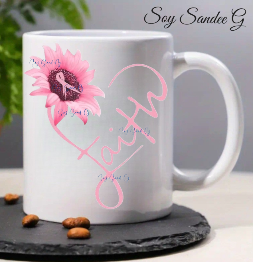 Calcomanía UVDTF de girasol con fe rosa