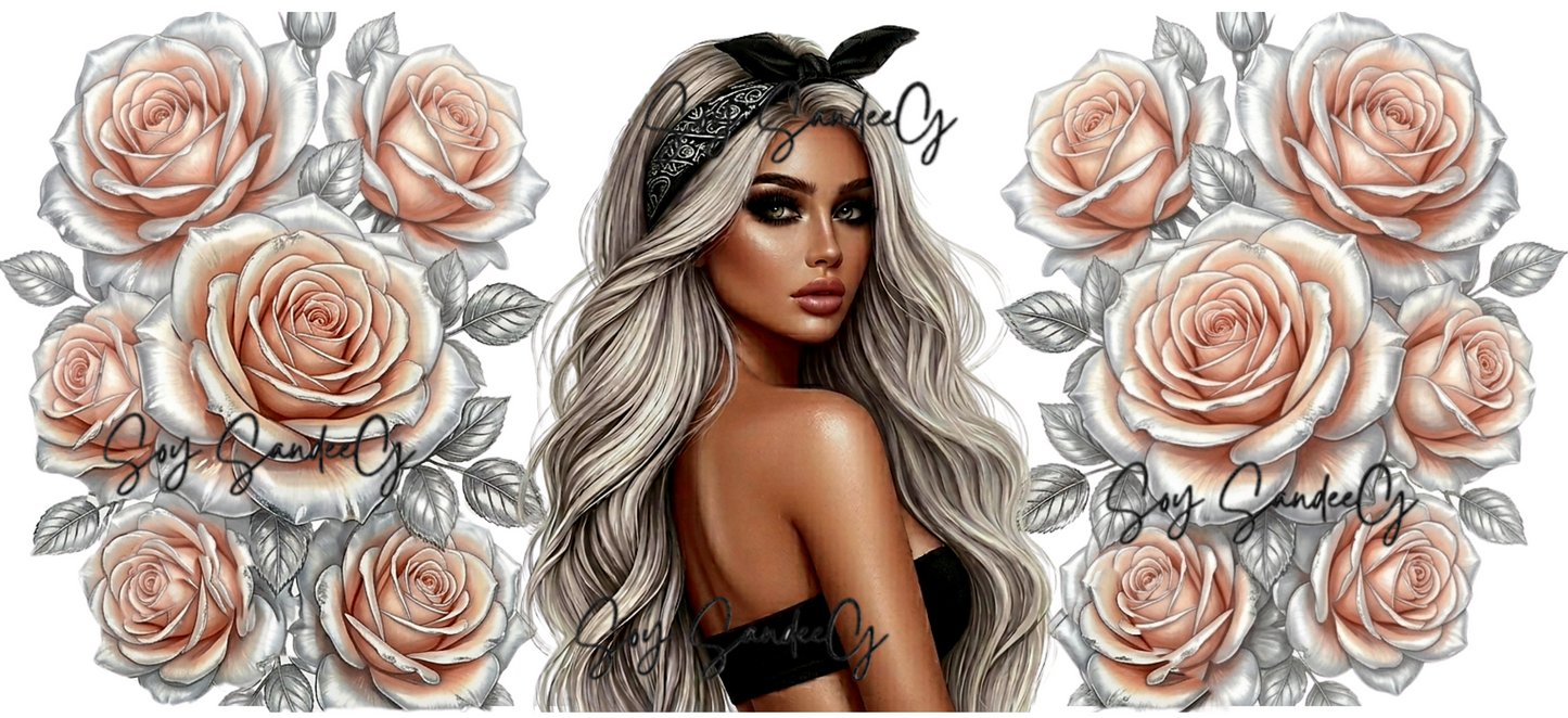 Peach Rose Diva - UVDTF Wrap for cups/hard surfaces sticker