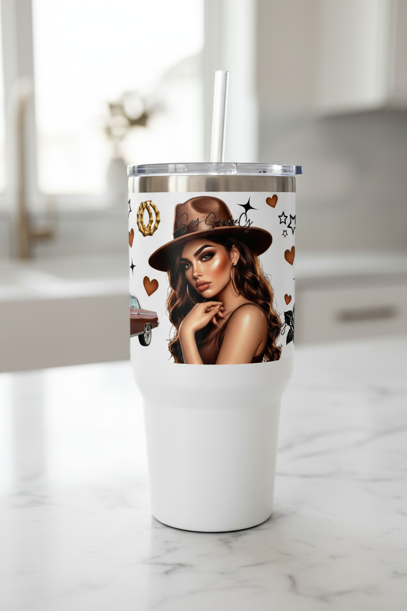 Brown Fedora - UVDTF Wrap for cups/hard surfaces sticker