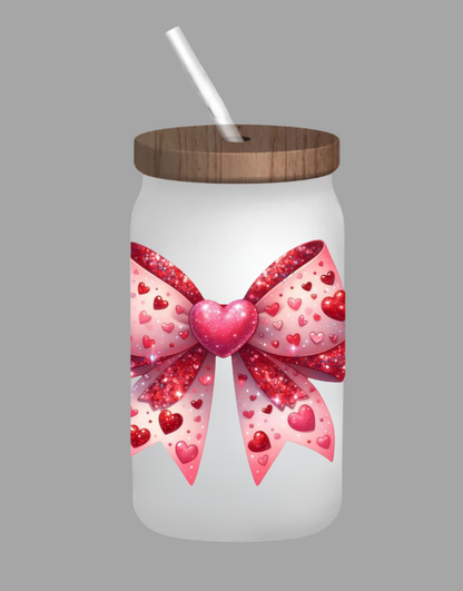 Red Hearts Coquette Bow - UVDTF Decal for cups/hard surfaces