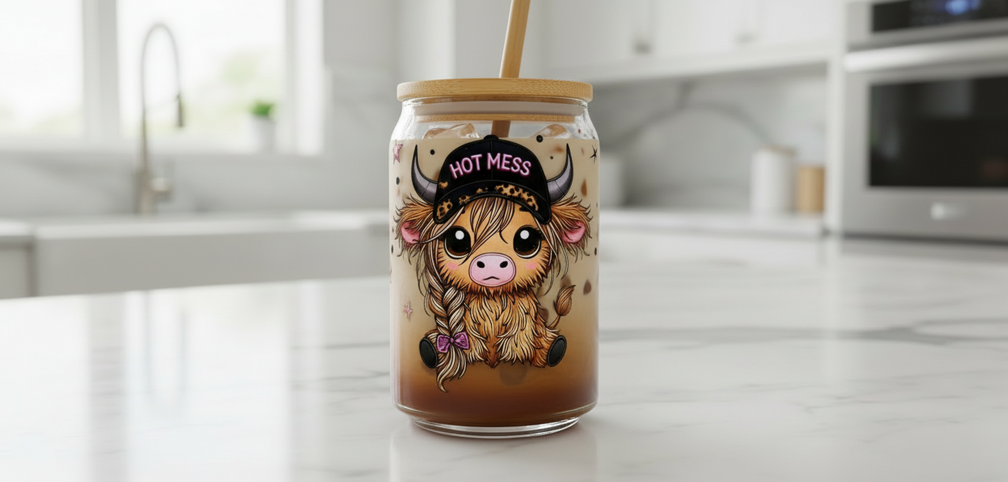 Hot Mess Cow - UVDTF Wrap for cups/hard surfaces sticker