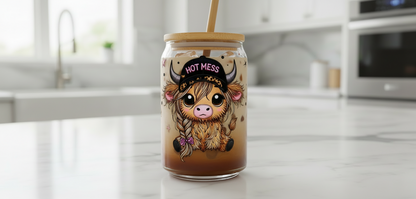 Hot Mess Cow - UVDTF Wrap for cups/hard surfaces sticker