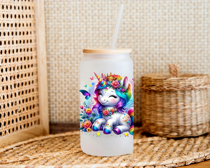 Cute Rainbowed Hair Unicorn - UVDTF Decal for cups/hard surfaces