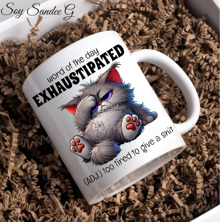 Exhaustipated Cat - UVDTF Decal for cups/hard surfaces sticker