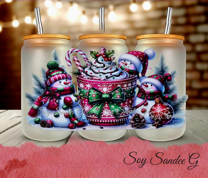Peppermint Mocha Snowmen - UVDTF Wrap for cups/hard surfaces sticker