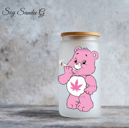 Pink Lit Care Bear - UVDTF Decal for cups/hard surfaces sticker