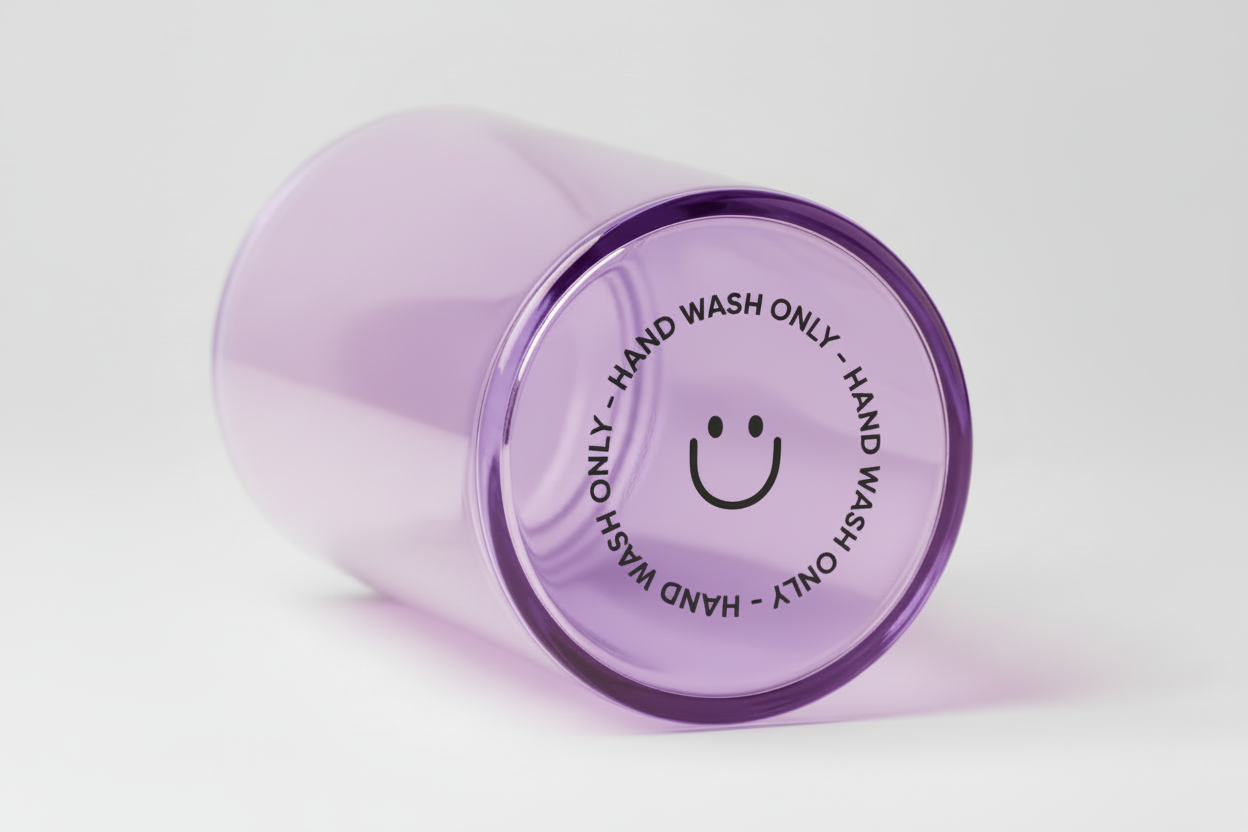 Calcomanía UVDTF para el cuidado de vasos con cara sonriente