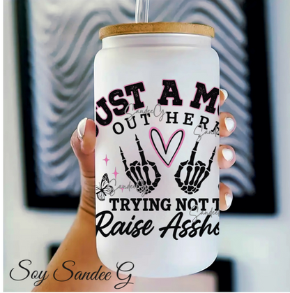 Just A Mom Out Here - UVDTF Decal for cups/hard surfaces sticker