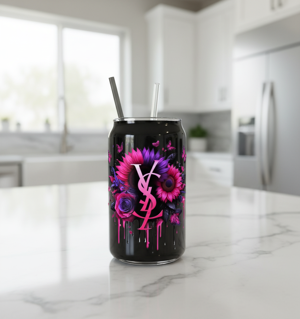 YSL Pink Flowers - UVDTF Decal for cups/hard surfaces sticker